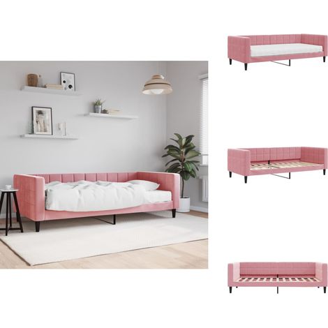 Tagesbett mit Matratze Rosa 90x200 cm Samt - Tagesbett - Sofa Bett - Schlafsofa - Gästebett - Samtcouch (1/5)