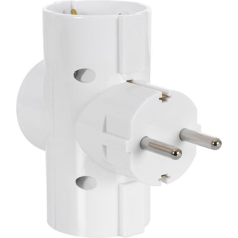 Base Multipla Croce a 3 Spine Tipo F Schuko Bianco (1/3)