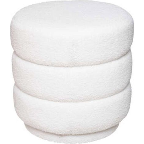Atmosphera – Pouf bouclette 40cm blanc – Revêtement polyester – Rembourrage mousse polyuréthane – Structure bois contreplaqué