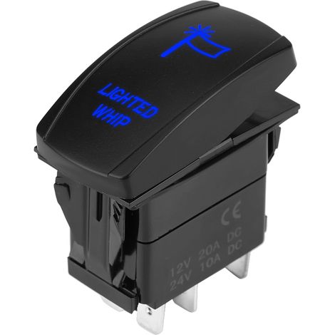 5-poliger, laserbeleuchteter Wippschalter mit LED-Ein/Aus-Funktion, 12 V–20 A, 24 V–10 A, Blau (1/5)