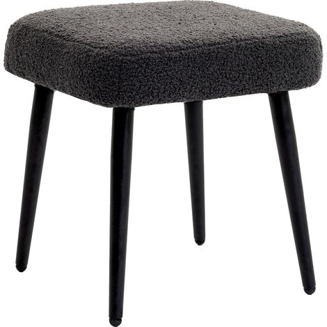 CHICFURN poggiapiedi quadrato 42x42x44 cm in poliestere grigio scuro, gambe in acciaio (1/5)
