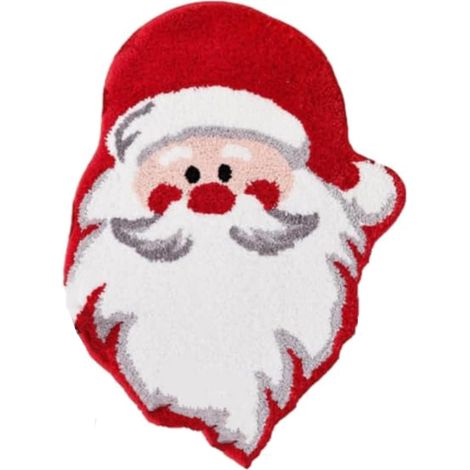 Tappetino da doccia assorbente in microfibra verde con motivo di Babbo Natale, antiscivolo, lavabile, con un grazioso disegno di un albero di Natale, ideale per decorare il bagno.