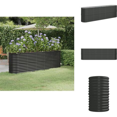 Lit surélevé de jardin Acier enduit de poudre Anthracite - Jardiniere Surélevée - Bac À Fleurs - Planter Extérieur - Pot De Fleurs Métal - Décoration Jardin (1/5)