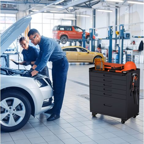 Carro de herramientas con almacenaje 75 x 42 x 87,3 cm de metal negro FloraGrace (1/5)