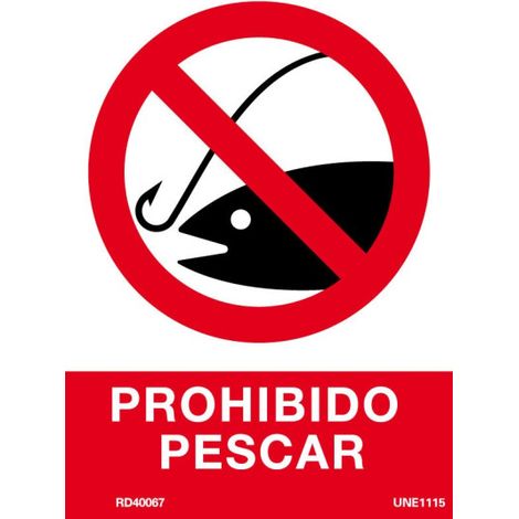Señal de Prohibido pescar, con tintas UV SEKURECO                         100 x 150 mm                          ADHESIVOS DE VINILO (1/2)
