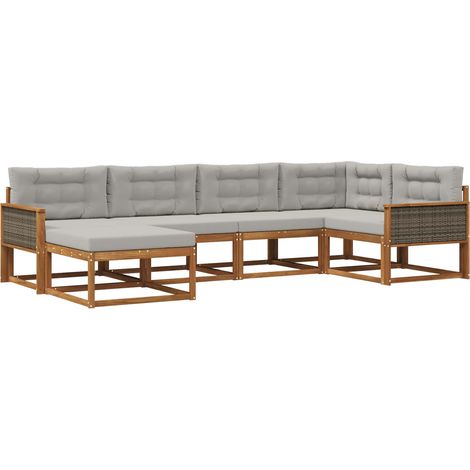 Outdoor Sofa Set with Cushion 6 pcs Natural and Light grey vidaXL (1/5)