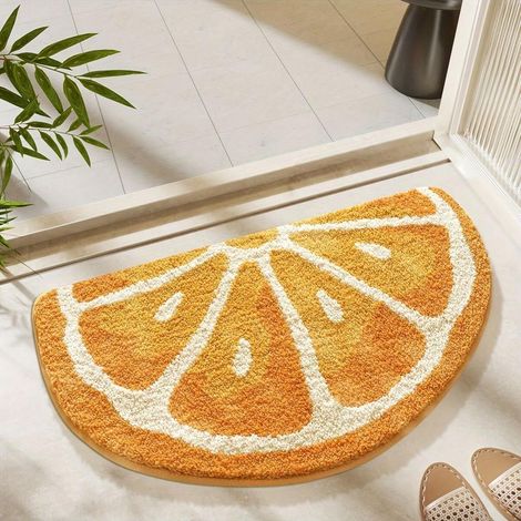 Tapis de bain absorbant, tapis stimulant la dopamine, tapis de porte antidérapant, tapis de bain – 40 x 60 cm – citron (1/3)