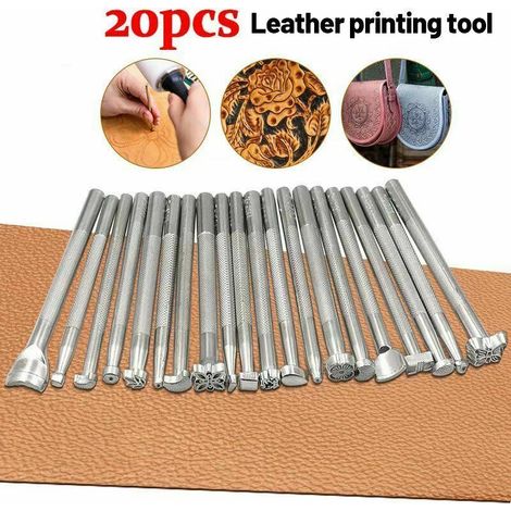 royaluxe -20 pièces Outils en Cuir Travail à la Main Selle Faisant des Timbres Ensemble découpage poinçon Bricolage Cuir Impression Maroquinerie Art Professionnel en Cuir Artisanat Outils (1/5)