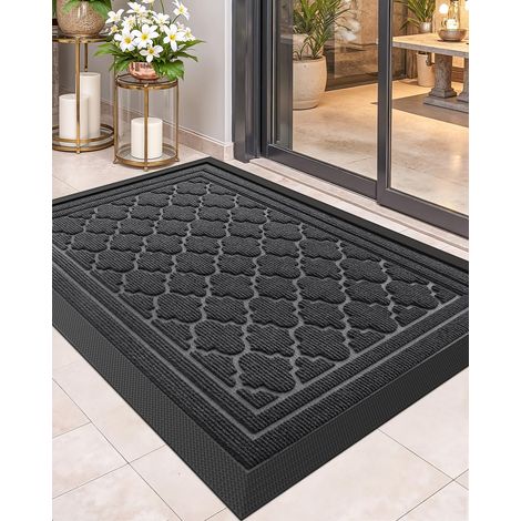 Color G Paillasson Exterieur Entree 43.5x75cm, Tapis Exterieur Resistant Pluie, Tapis d'entree Lavable, Tapis de Porte Antiderapant pour Couloir, Chambre, Balcon, Jardin - Gris (1/5)