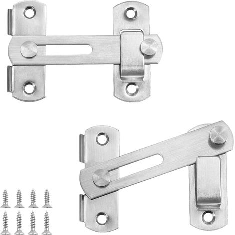 Coffret de loquets de porte coulissante en acier inoxydable avec vis pour portes, armoires, fenêtres et portails de jardin, argent (1/5)
