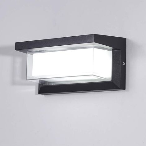 Applique Murale LED Extérieure Intérieur Éclairage Mural Imperméable IP65 Moderne Mur Lampe/applique Murale Terrasse Entrée Salon,Noir, Blanc Froid/6000k