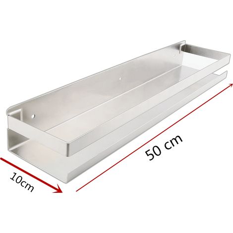 Étagère de salle de bain (50 cm) en acier inoxydable 304, étagère d'angle carrée murale pour douche et baignoire, rangement mural. (1/5)