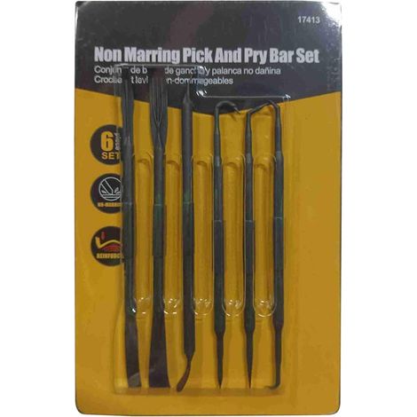 Lot de 6 outils de biche et crochets en nylon - Outil de levier anti-rayures pour joints d'huile et joints d'étanchéité - Pointes de précision ultra fines pour voiture, camion et moto - Noir (1/5)