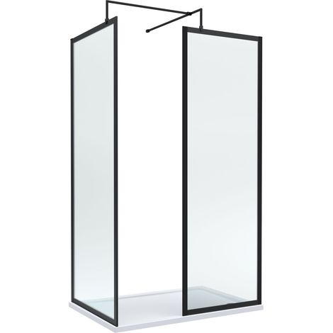 Balterley Framed Walk-In Wetroom Bundle with Tray and Waste, 1200x800mm, Matt Black (1/4)