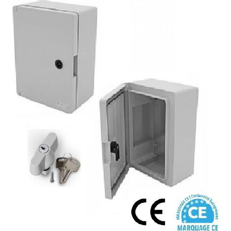 Coffret électrique étanche IP65 280 x 210 x 130 mm – Armoire monobloc en ABS – Fermeture 1 point avec clé – Plaque de fond incluse