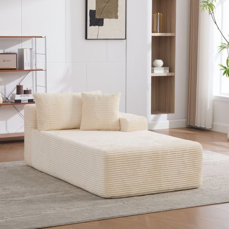 Sofá modular de compresión de tela chenille, relleno con espuma de alta elasticidad 30D. Fácil de mover y con base antideslizante, ideal para salas de estar y otros espacios. Marfil (1/5)