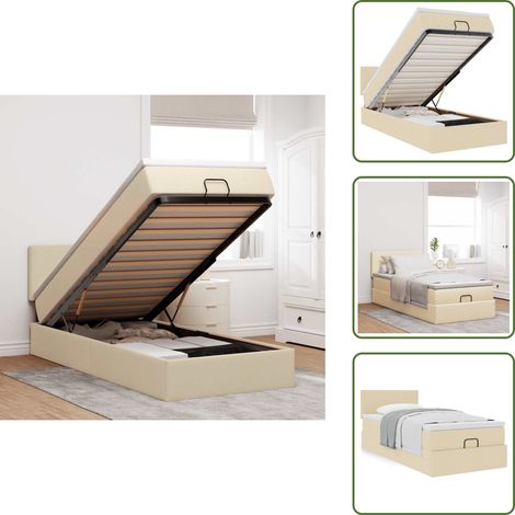 Matelas à ressorts ensachés - vidaXL Cadre de lit ottoman avec matelas crème 90x190 cm tissu - Surmatelas (1/5)