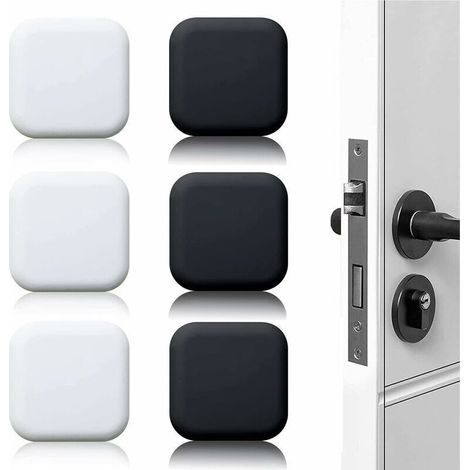 6 Stück selbstklebende Türstopper zur Wandmontage, schwarz/weiß, 45 mm x 45 mm