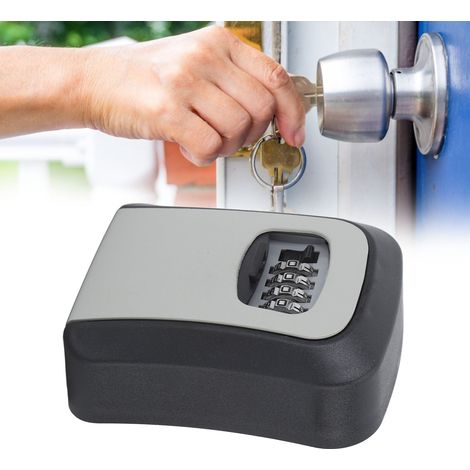 Schlüsseltresor aus ABS und Aluminiumlegierung mit 4-stelligem Zahlenschloss, wasserdicht, Kapazität für 5 Schlüssel, für Garage, Garten, Haus, graue Halblegierung (1/5)