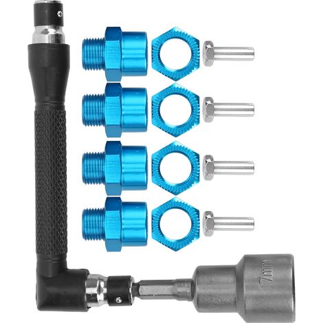 12 mm bis 17 mm Radsechskant-Adapter-Steckschlüsselsatz für 1/10 und 1/8 RC-Cars (Blau) (1/5)