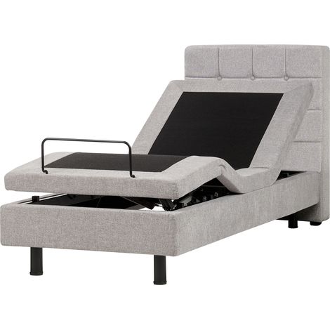 Cama ajustable eléctricamente individual 80 x 200 cm gris claro con mando a distancia Duke (1/5)