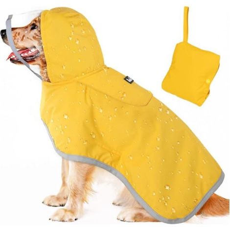 Hunderegenmantel – verstellbarer Regenmantel mit transparenter Kapuze und doppelter Lage – für große, mittlere und kleine Hunde sowie Welpen – wasserdichter Regenponcho mit (1/2)