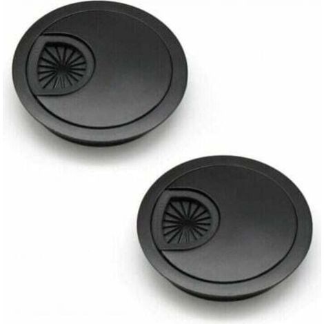 2 Pieces 60mm Cable Grommet Cable Hole Cover for Desks and Worktops Black