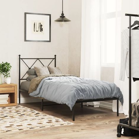 Estructura cama sin colchón con cabecero metal negro 75x190 cm vidaXL (1/5)