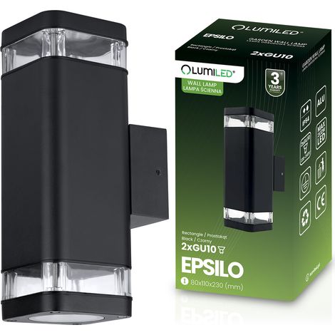 Lampada da giardino per esterni, applique, per facciata, 2 LED GU10, IP54, superiore, inferiore, EPSILO LUMILED (1/5)