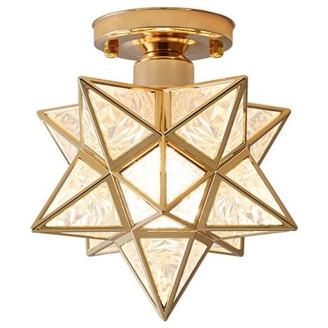 Mährischer Stern, Tiffany-Stil-Glas-Deckenleuchte – Moderne Pentagramm-Flurleuchte, goldene Stern-Deckenleuchte für die Heimdekoration (1/5)
