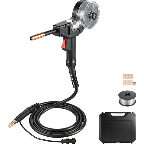 VEVOR Torcia MIG per Saldatura 130A con Cavo da 3 m, Pistola per Saldatura a Bobina con Lincoln Magnum 100SG (K2532-1), 11 Punte di Contatto di Ricambio, Filo in Alluminio Robusto e Valigetta Attrezzi (1/5)