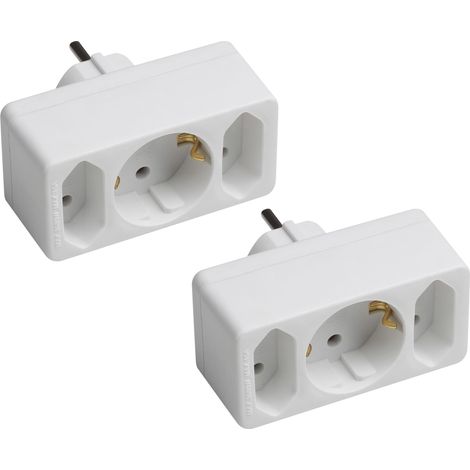 Meister Zwischenstecker 3-fach - 2 Stück im Set - Mit Euro- & Schuko-Steckplatz - weiß - IP20 Innenbereich - Stromsparende Nutzung / Steckdosenadapter / Eurostecker / Schukostecker / 7423600