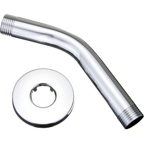 Rallonge de bras de douche avec bride, acier inoxydable, chrome poli, remplacement pour pommeau de douche effet pluie, prolonge la portée du pommeau de douche, installation facile (1/5)