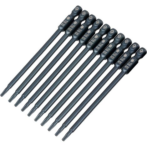 10 Pièces 100Mm 1/4 Pouces Tige Hexagonale T10 Embout Torx Torx T10 Kit D'embouts de Tournevis à Tête étoile de sécurité Magnétique (1/5)