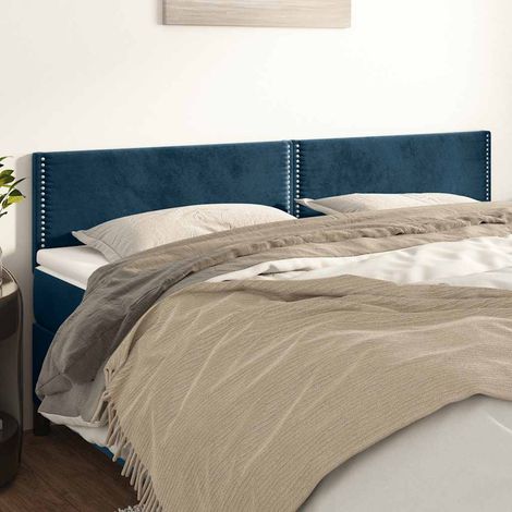 Têtes de lit 2 pcs Style Classique Armoire de lit - Bleu foncé 100x5x78/88 cm Velours BV785943 - BonneVie (1/5)