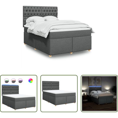 Matelas à ressorts ensachés - Sommier à lattes de lit avec matelas Gris foncé 140x190cm Tissu (1/5)