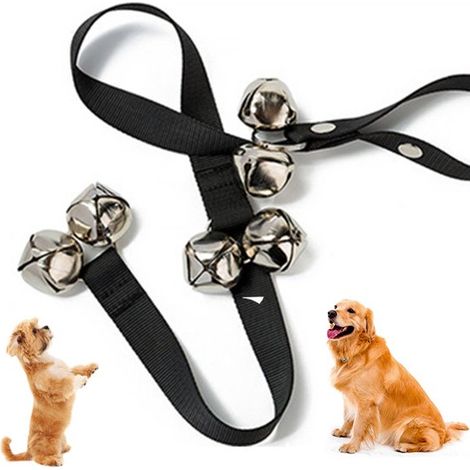 Timbre para perros, Timbre para ir al baño, Timbre, Montaje en pared, Longitud ajustable, 96 cm, 7 timbres, perros y gatos, Negro, plateado (1/5)
