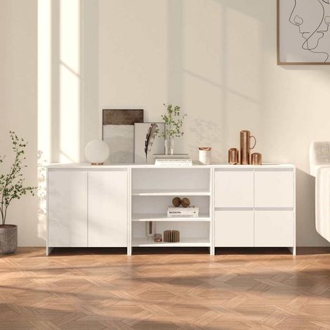Aparador de 3 piezas madera contrachapada blanco (1/4)