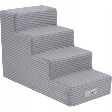 Welsti Hundetreppe 40cm 4 Stufen grau Cord