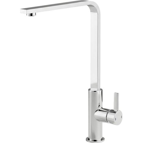 Robinet de cuisine mitigeur pour évier chromé gris 36 cm avec bec mobile et limiteur de débit