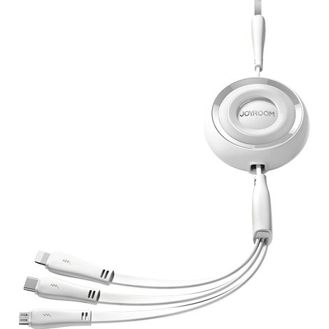 3in1 Colorful Series USB-A auf USB-C / iPhone Lightning / microUSB Einziehbares Kabel 1m Weiß (1/2)