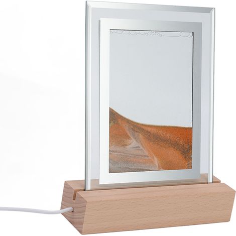 Lampe décorative sablier lumineux LED, art du sable fluide, lampe de bureau, chevet, salon, USB, certification CE/ROHS/FCC, cadeau anniversaire, jaune sable (1/5)