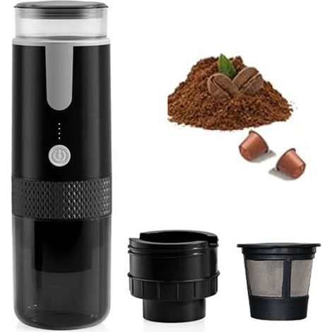 Macchina per caffè espresso portatile - Ideale per viaggi e campeggio - Caffettiera elettrica da viaggio - Leggera - 5 V - 1200 mAh - Ricarica USB-C - Per ufficio, campeggio, caffè macinato e capsule 