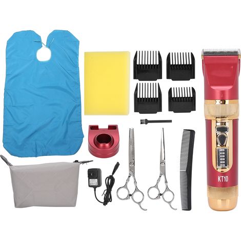 Kit tondeuse cheveux rechargeable homme coupe-barbe coiffeur pour salon US prise 100240V rouge (1/5)