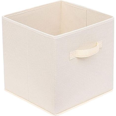 Boîte de rangement en tissu pour vêtements - 10,6 pouces x 10,6 pouces x 11 pouces - boîte de rangement pliable avec poignées, panier de rangement pliable en lin, boîte de rangement en tissu, accessoi
