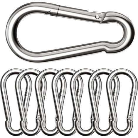 Lot de 8 Grands mousquetons,桅880 mm,Mousqueton Charge maximale de 300 kg, ne rouillent Pas, Galvanis茅s,R茅sistants. pour Sac 脿 Dos, Laisse pour Chien,hamacs, Camping, p锚che, auvents etc. (1/5)
