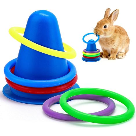 Set of 6 Pieces, Rabbit Toy, Rabbit House, Rabbit Toy, Rabbit Accessory, Indoor Dwarf Toy for Fun and Well Being at Home, Strengthened Safety, Easy Care (Blue) (1/5)