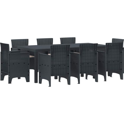 vidaXL Garten Essgruppe 9 pcs Anthrazit Polypropylen (1/5)