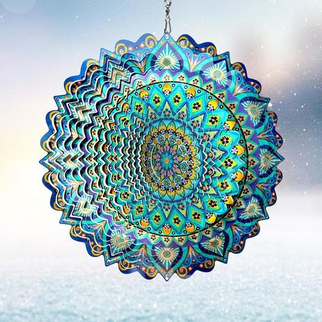 Windspiel Pfau Mandala 3D Edelstahl Hängende Skulptur Garten Deko