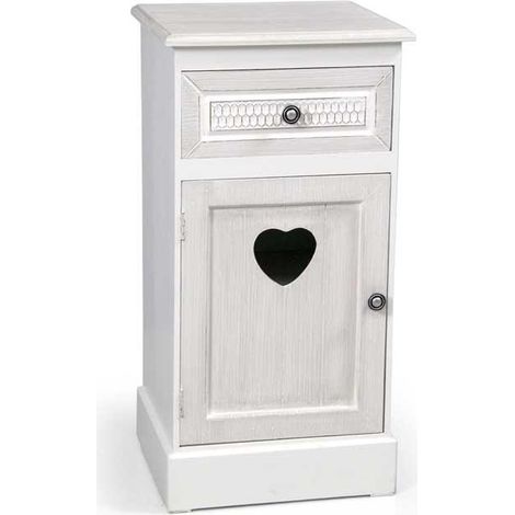 ELEGANT MOBILE CON CASSETTO E ANTA 35 X 30 X 68CM IN COLORE BIANCO